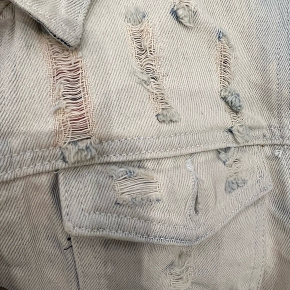 Dance & MARVEL Bleached dyed destroyed & distressed denim raw edge jacket size M - Picture 4 of 9